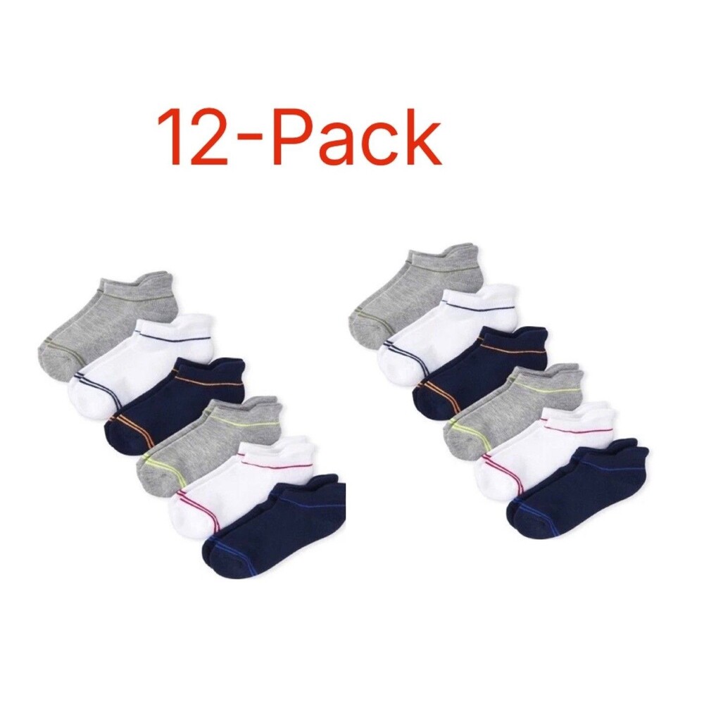 12-Pack boys Socks Size (1-2 ), (6-8 )Years Ankle